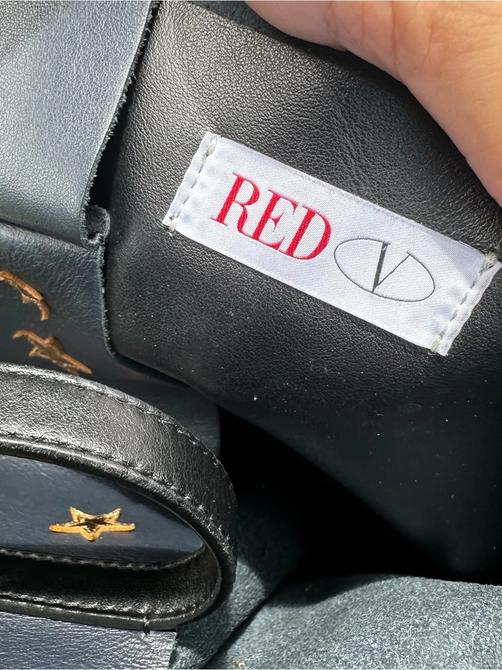 Red Valentino Leather Tote Bag Black With Stars